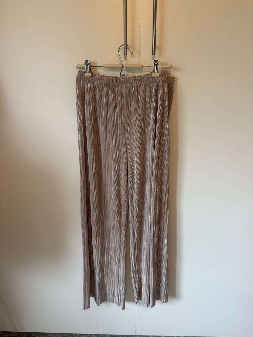 Odell’s, M, Pleated Wide-Leg Pants in Taupe-Silver